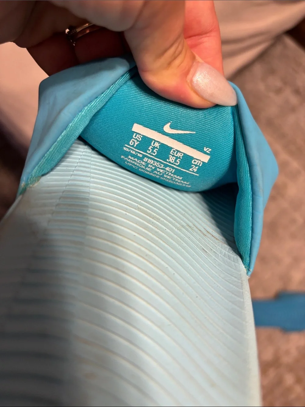Nike Blue Teal Slide Sandals with White Swoosh